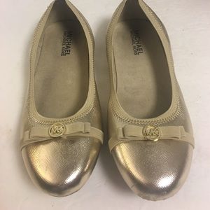 Michael Kors rover lux gold Saffiano ballet flats